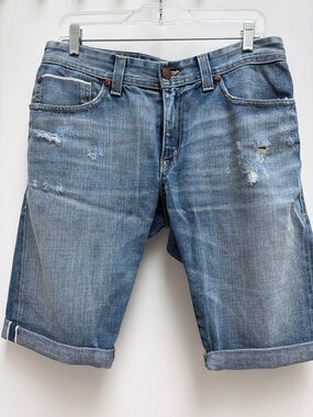 Fidelity Men's Light Blue Distressed Denim Shorts